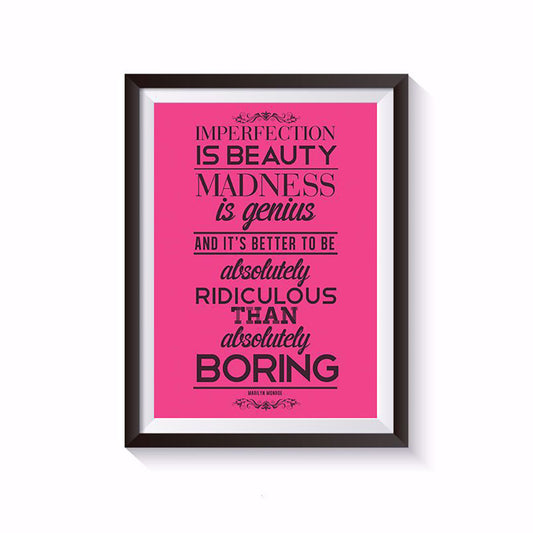 MARILYN MONROE QUOTE POSTER - IMPERFECTION IS BEAUTY