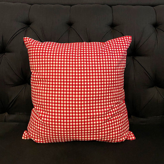 CHECKER PATTERN CUSHION COVER - RED