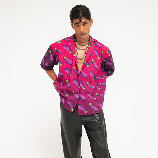 EGG-CITING TWIST BUTTON DOWN SHIRT