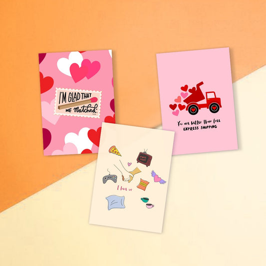 HOPELESS ROMANTIC VALENTINE CARDS. SET OF 3