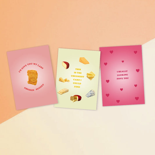 CHEESIEST VALENTINE CARDS. SET OF 3