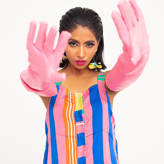 STRIPE-A-POSE LONG DRESS