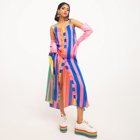 STRIPE-A-POSE LONG DRESS