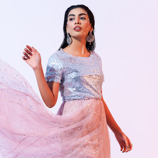 STARRY NIGHT PUFF PINK SKIRT