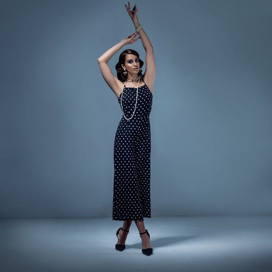 DOTTED MALIBU JUMPSUIT - EBONY