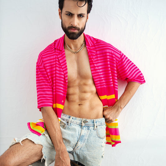 UPTOWN HUNK BOXY CUBAN PRINTED SHIRT
