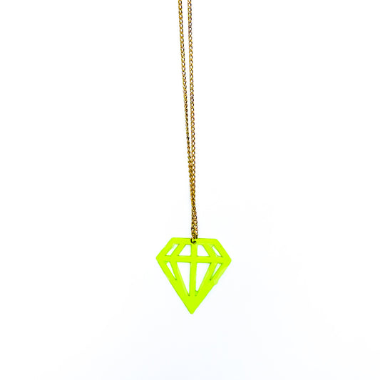Geometric Diamond Pendant - Neon Green