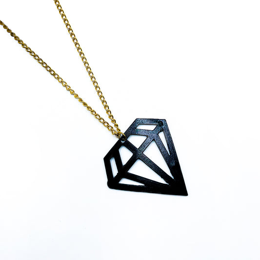 Geometric Diamond Pendant - Black