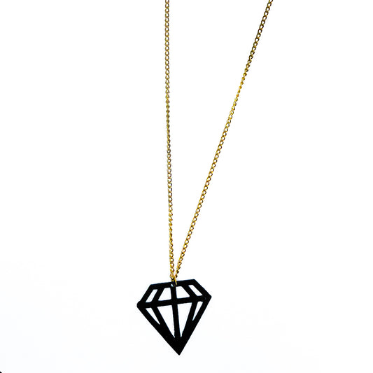 Geometric Diamond Pendant - Black