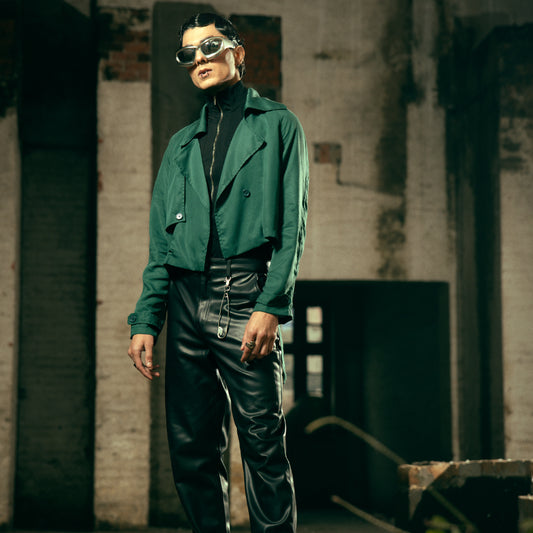 EMERALD ENIGMA CROPPED TRENCH COAT