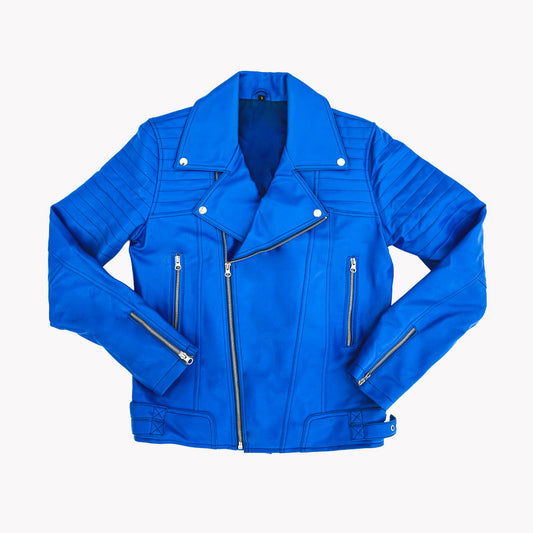 Electric Edge Blue Biker Jacket – Unisex