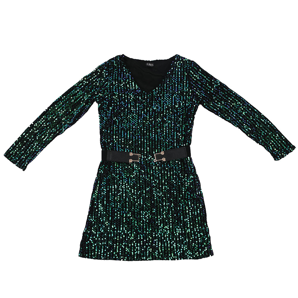 PARTY APHRODITE SEQUIN BELTED DRESS
