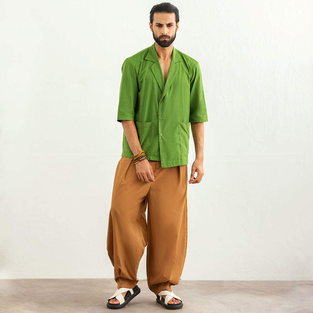 GREEN WITH ENVY RELAXED FIT SAFARI SHIRT