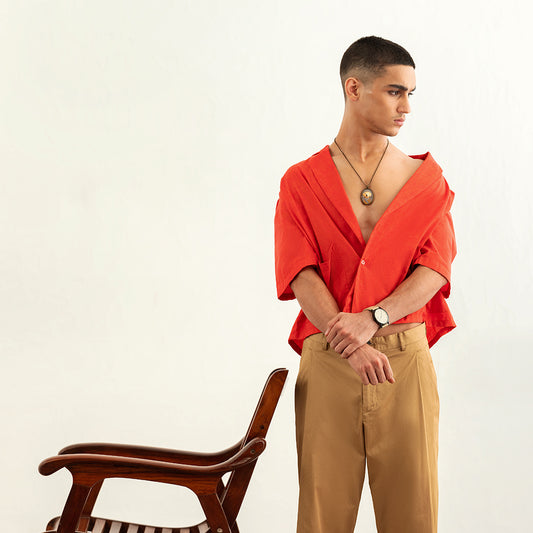 ORANGE YOU GLAD RELAXED FIT CROP SHIRT
