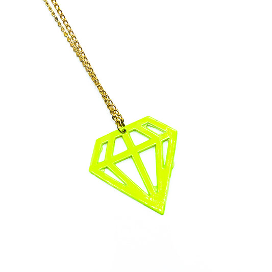 Geometric Diamond Pendant - Neon Green