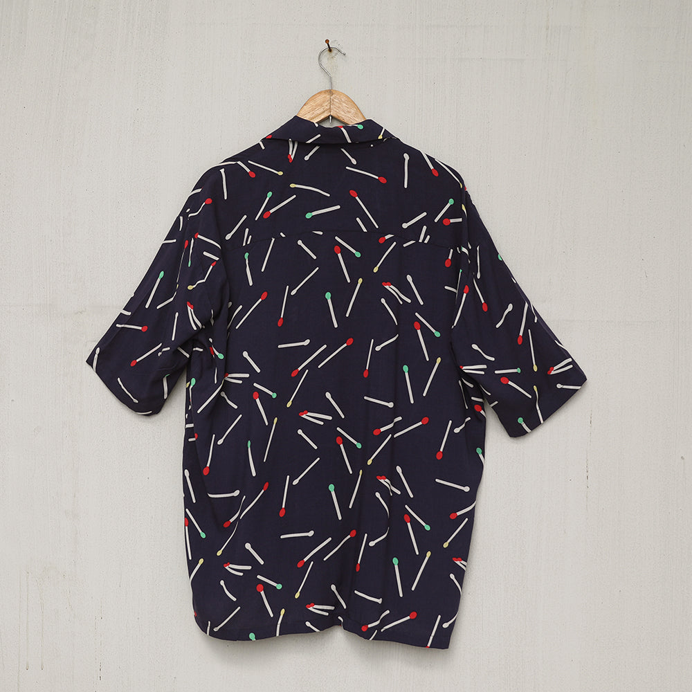 TOO LIT TO QUIT BOXY CUBAN PRINTED SHIRT