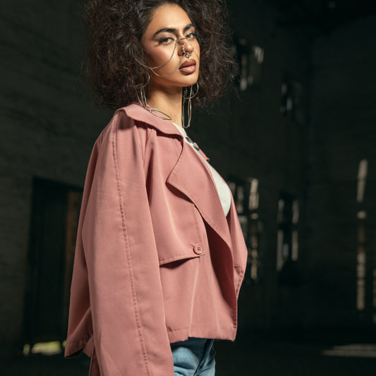 BLUSH RUSH CROPPED TRENCH COAT